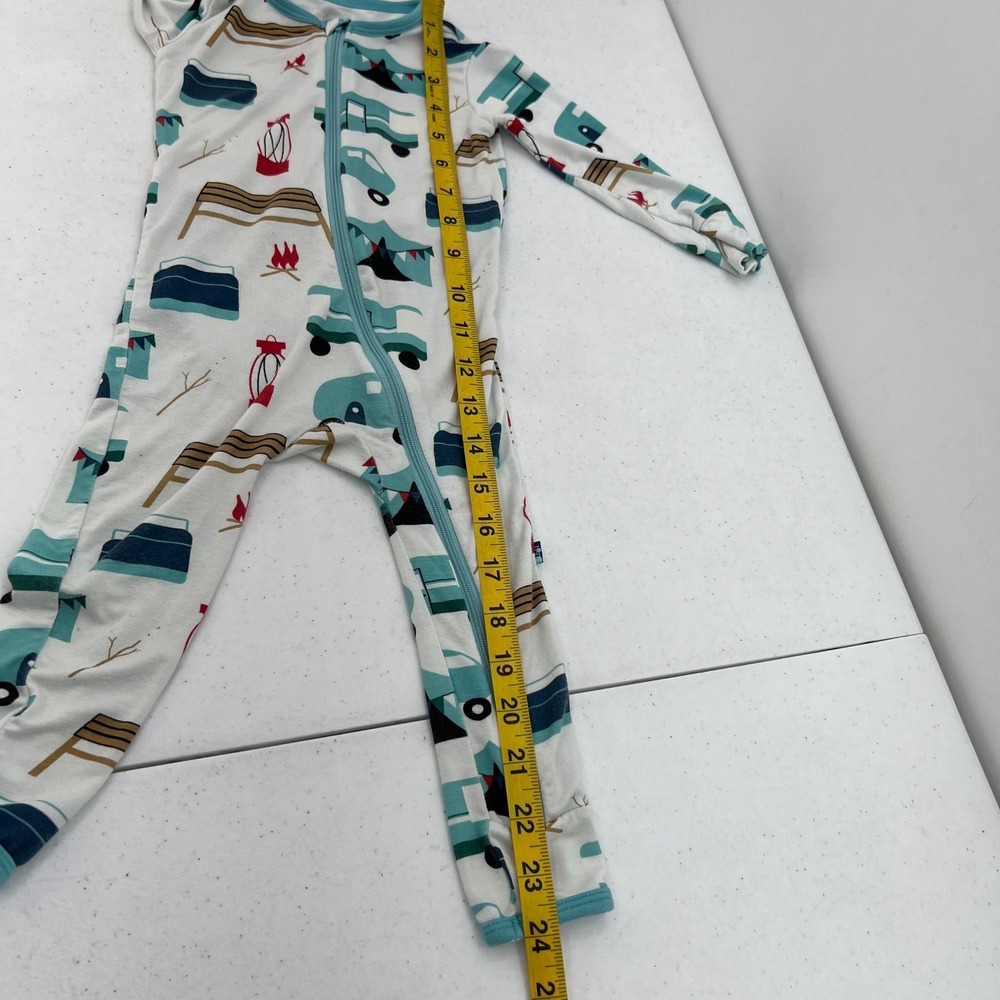KicKee Pants Camping Print Bamboo Viscose Footless Romper Pajamas 12-18 Months - Picture 4 of 8